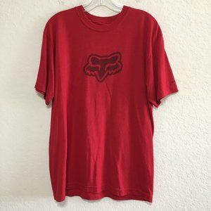 FoxTech Graphic T-Shirt Crew Neck Short Sleeves Size L Mens Red Fox